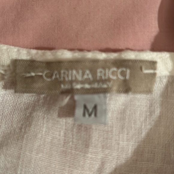 Carina Ricci 100% linen button up short sleeve shirt, made in Italy Sz M - Picture 4 of 7